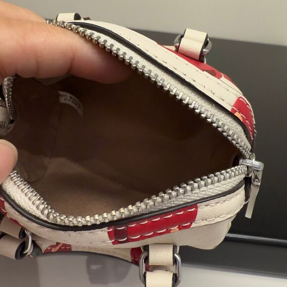 Coach CZ082 Mini Rowan Bag Charm With Cherry Print In Silver/Chalk Multi - Picture 5 of 6